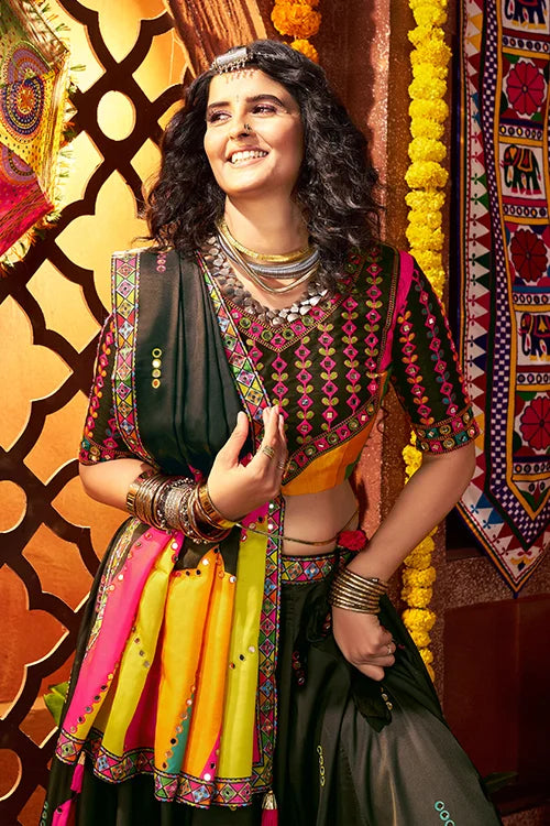 Navratri Special Black Mirror Chaniya Choli Set