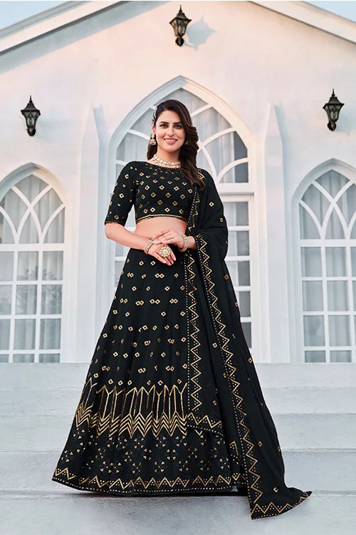Buy Bollywood Style Navy Blue Georgette Lehenga Choli