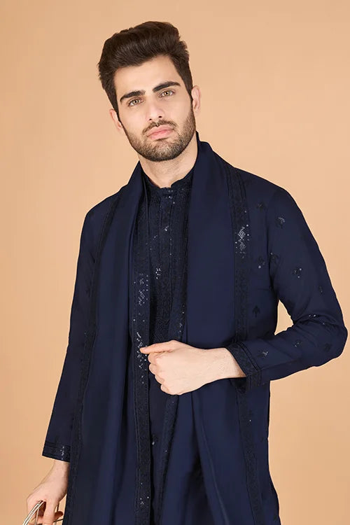 Navy Blue Viscose Silk Kurta Set – Stylish & Comfortable