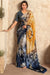 New Women Colelction For Printed Blue Saree With Blouse
