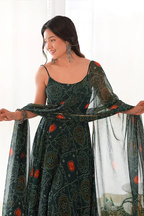 New Designer Chiffon Full Flair Ready to Wear Anarkali Gown with Dupatta Set