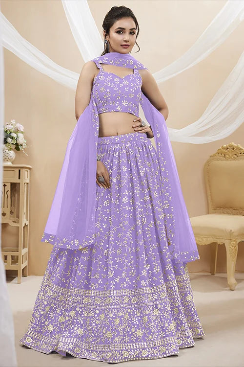 New Arrival Lavender Sequins Embroidered Lehenga Choli Online