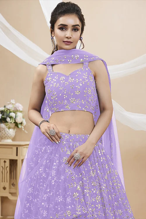 New Arrival Lavender Sequins Embroidered Lehenga Choli Online