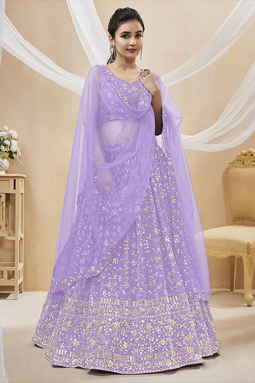 New Arrival Lavender Sequins Embroidered Lehenga Choli Online