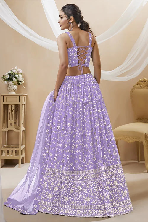 New Arrival Lavender Sequins Embroidered Lehenga Choli Online