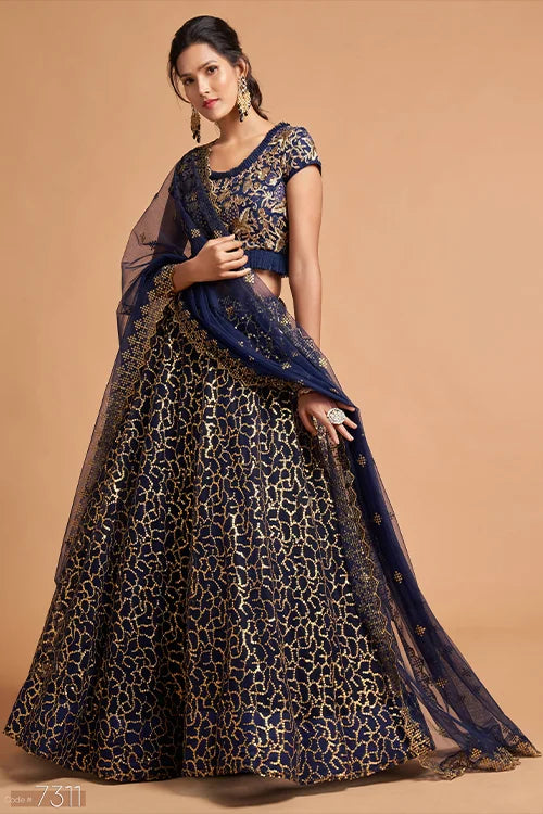 New Lehenga Choli Navy Blue Color For Women Collection
