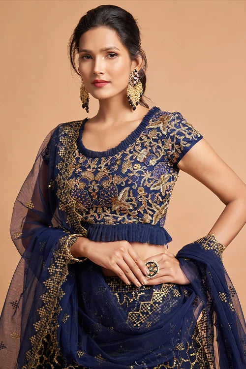 New Lehenga Choli Navy Blue Color For Women Collection