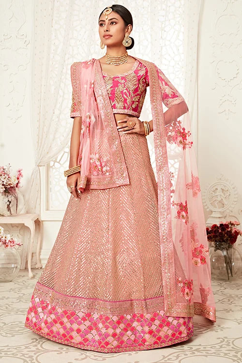 New Arrival Sequins Lehenga Choli With Dupatta Pink Colour