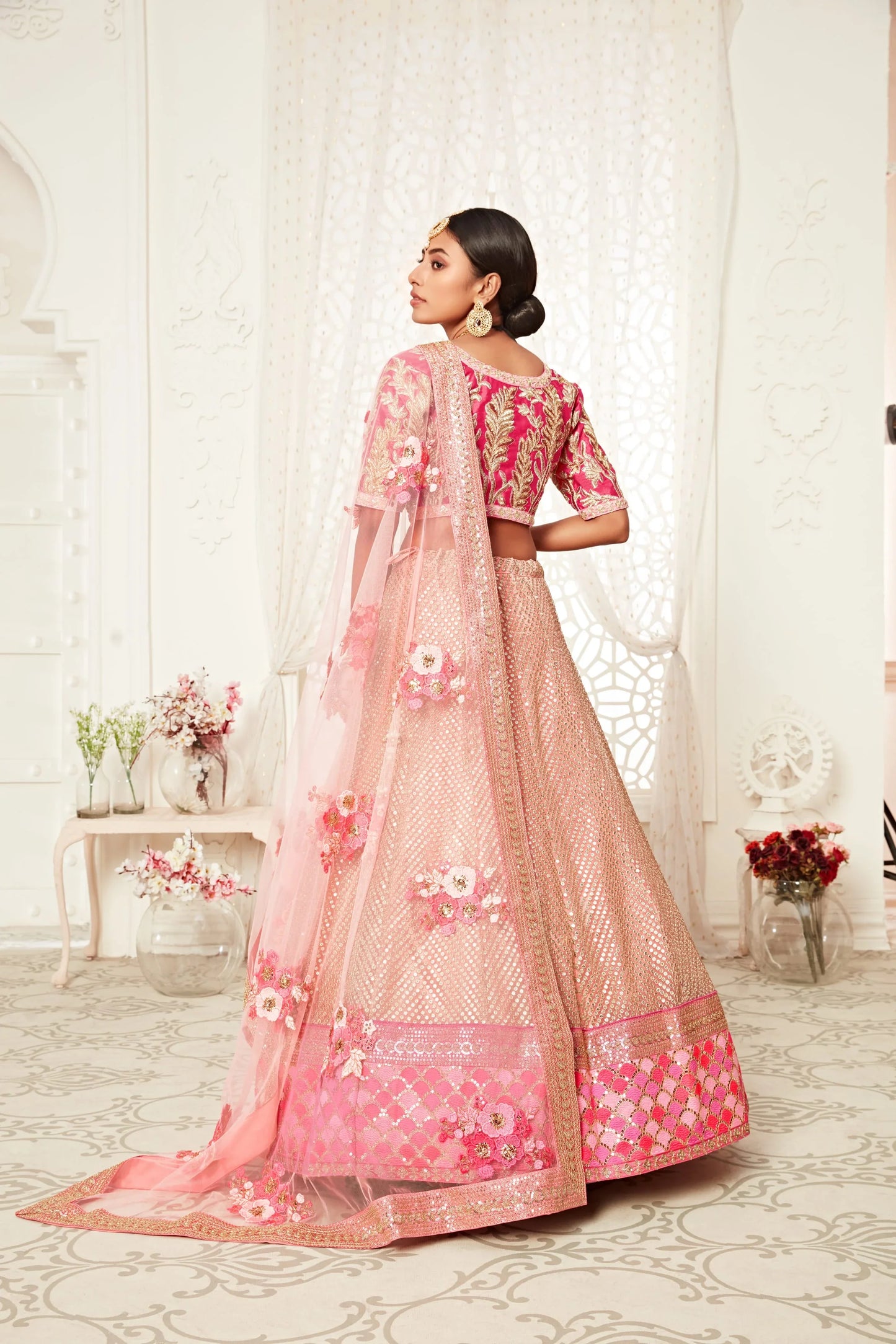 New Arrival Sequins Lehenga Choli With Dupatta Pink Colour