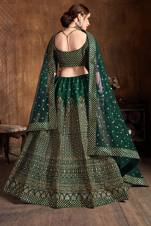 New Collection In Wedding Wear Green Lehenga Choli For Wonder full Women