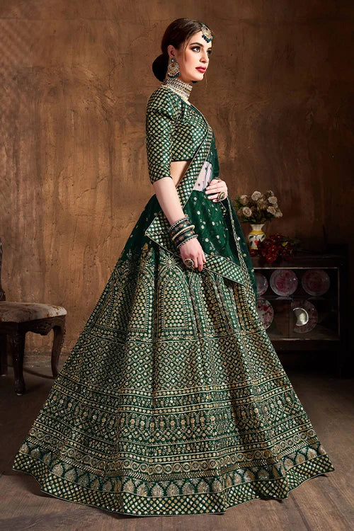 New Collection In Wedding Wear Green Lehenga Choli For Wonder full Women