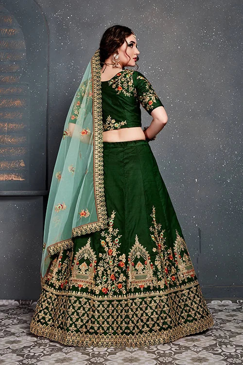 New Collection Lehenga Choli For Women Wear Dark Green