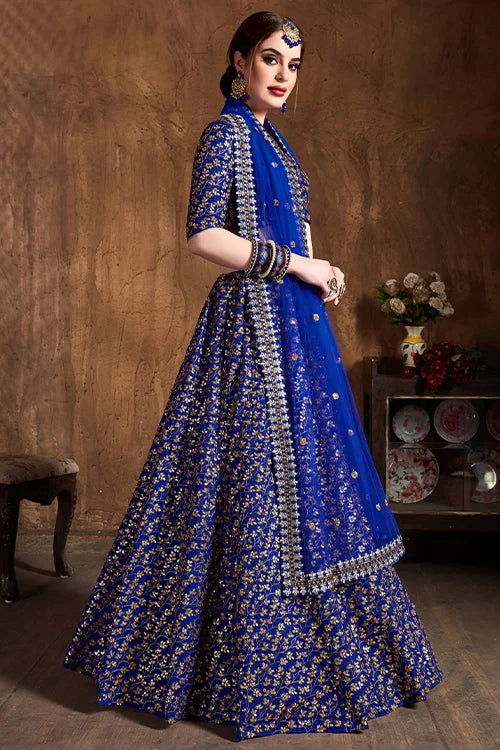 New Collection Royal Blue Combination Lehenga Choli