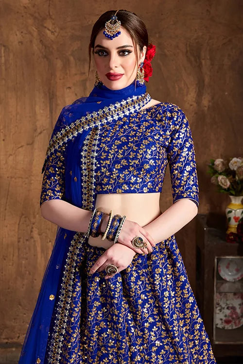 New Collection Royal Blue Combination Lehenga Choli