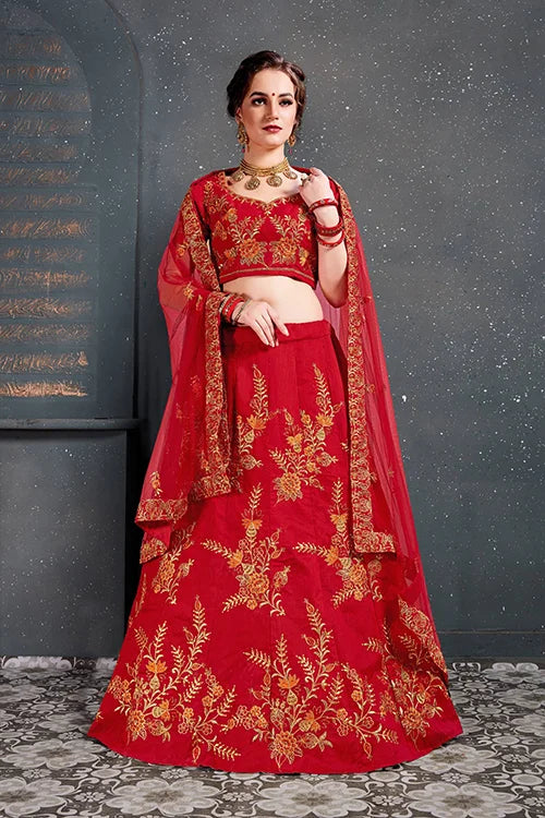 New Collection in Indian Wear for A Lehenga Choli Red Color