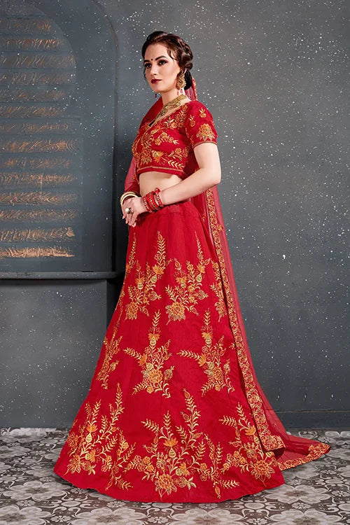 New Collection in Indian Wear for A Lehenga Choli Red Color