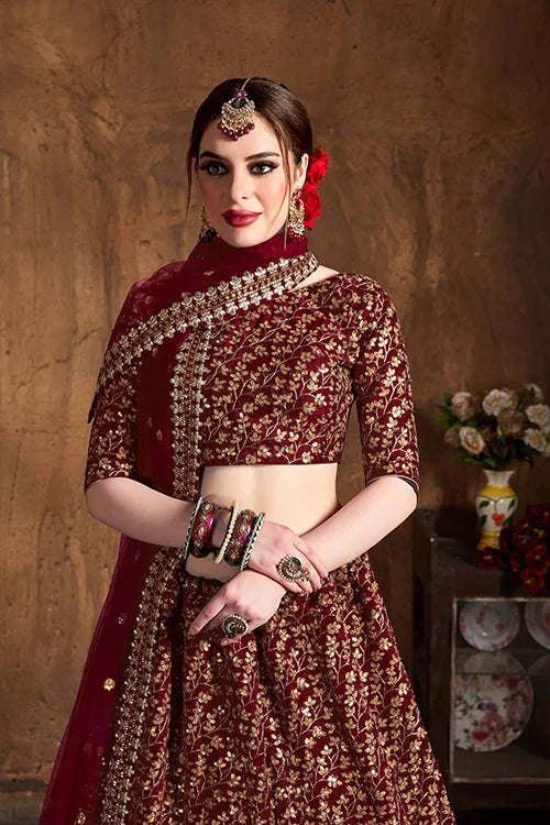New Designer Lehenga choli In Wedding Collection Maroon colour