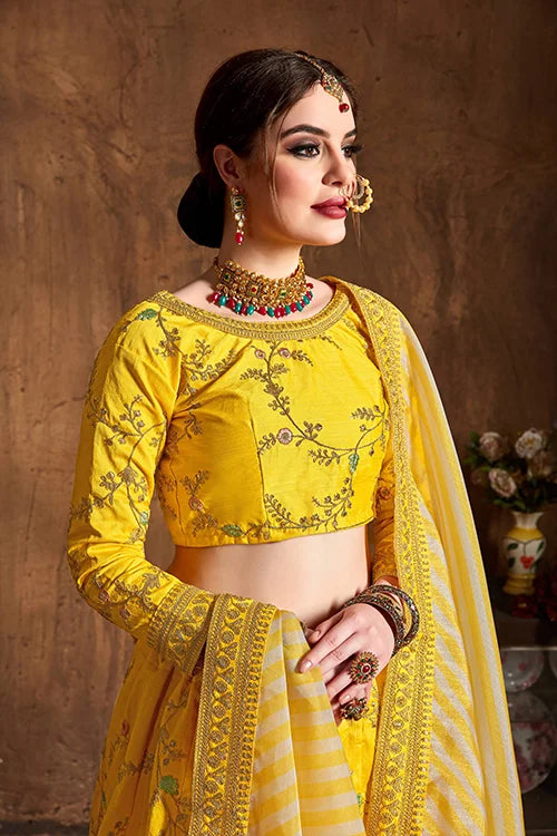 New Indian Collection Women Wear Best Designer Lehenga Choli Yellow Colour