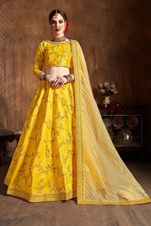 New Indian Collection Women Wear Best Designer Lehenga Choli Yellow Colour
