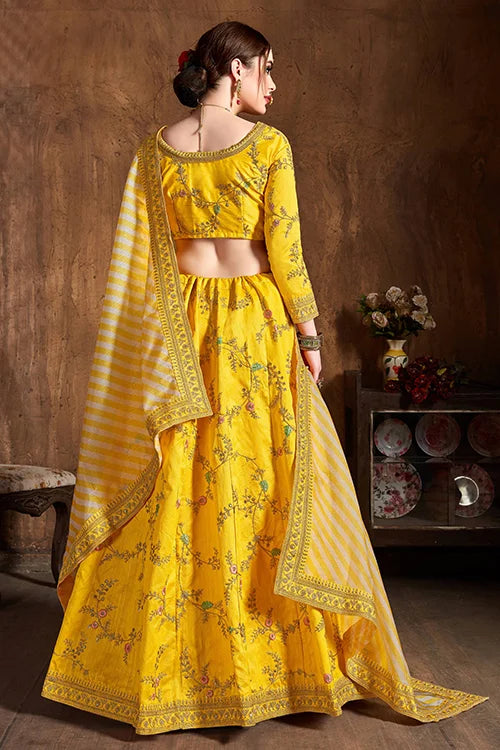 New Indian Collection Women Wear Best Designer Lehenga Choli Yellow Colour