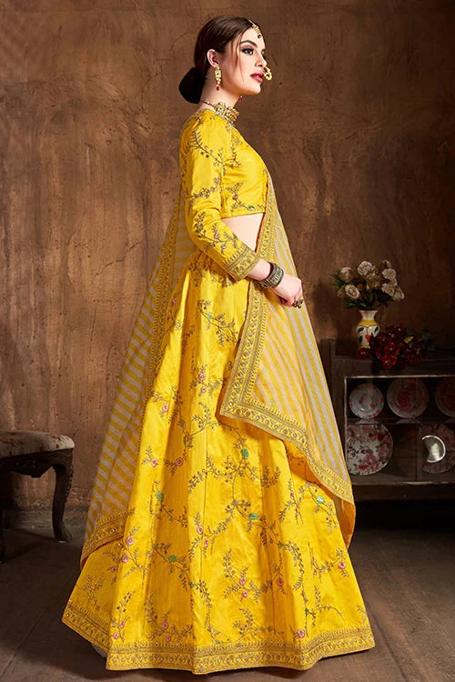 New Indian Collection Women Wear Best Designer Lehenga Choli Yellow Colour