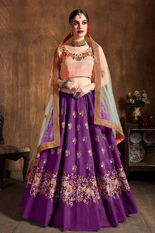 New Wedding Wear Collection For Women Lehenga Choli Purple Colour