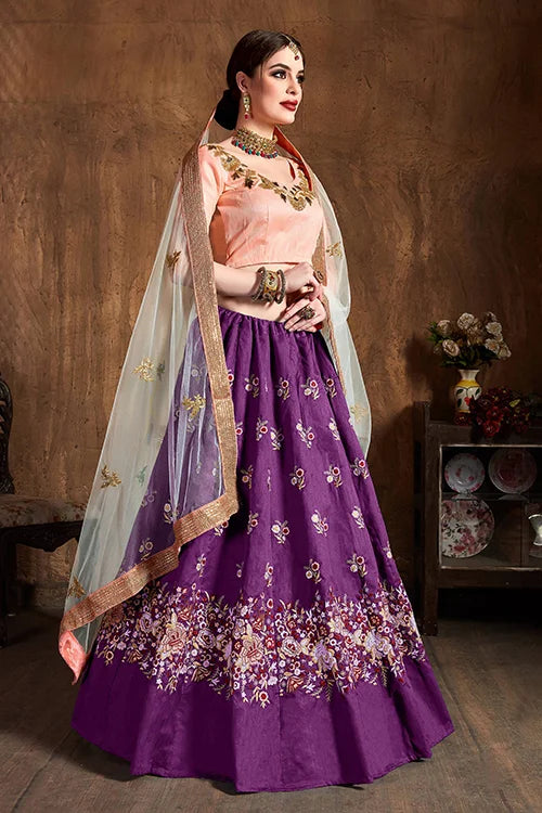 New Wedding Wear Collection For Women Lehenga Choli Purple Colour