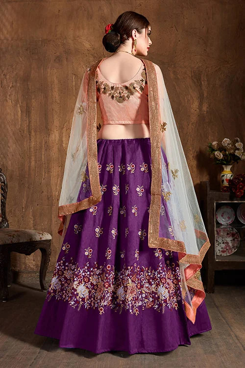 New Wedding Wear Collection For Women Lehenga Choli Purple Colour