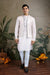 Off-White Roman Silk Kurta with Jacquard Open Koti Set
