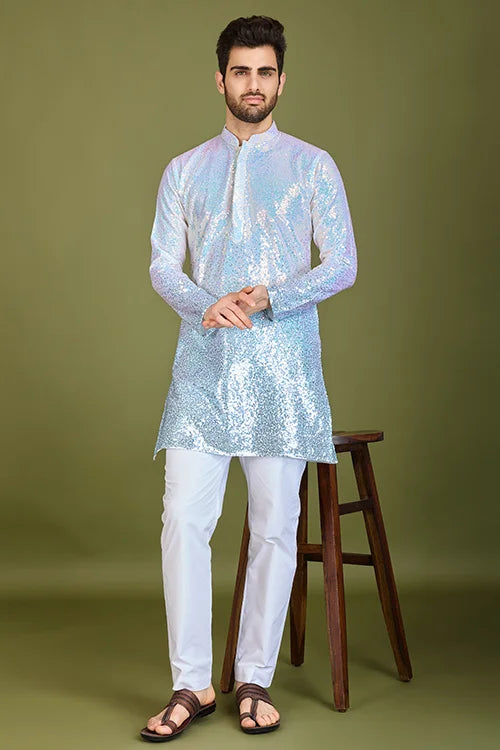 Stylish Ombre Blue Kurta For Men – Festive & Wedding Men's Kurta