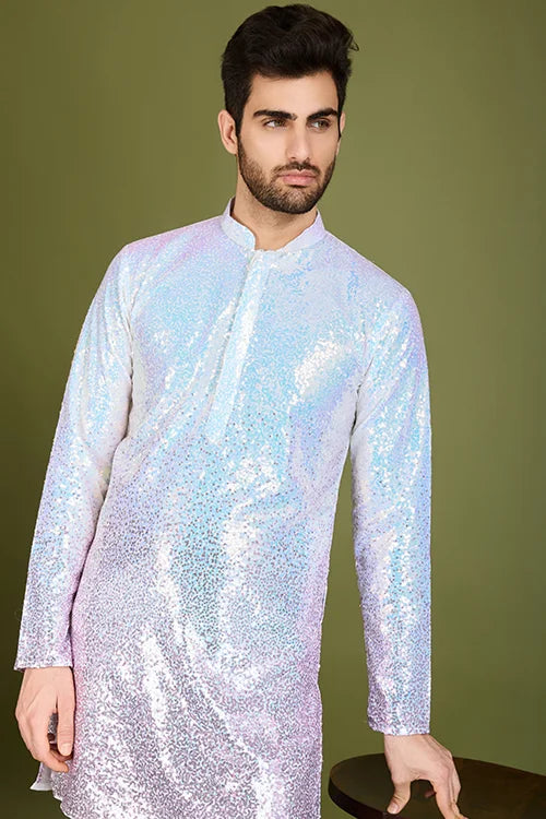 Designer Ombre Pink Georgette Kurta For Men – Stylish & Elegant