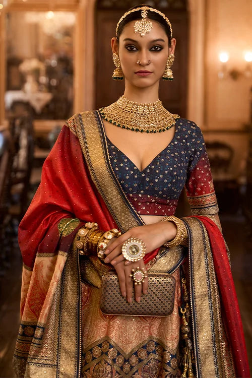 Heavy Designer Orange Lehenga  Choli at Mirror Work