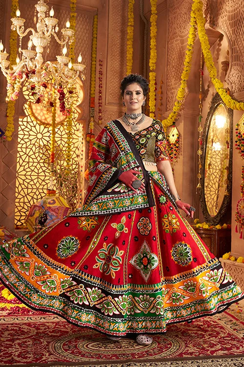 Stylish Maroon Cotton Chaniya Choli for Garba Night