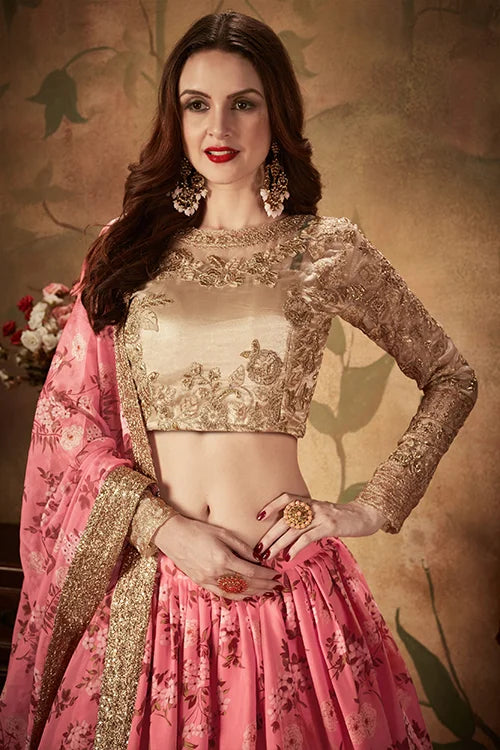 Best Designer Chaniya Choli Collection Pink And Beige Colour