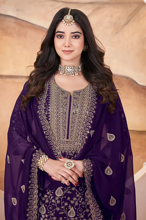 Purple Designer Embroidered Pakistani Designs for Suits