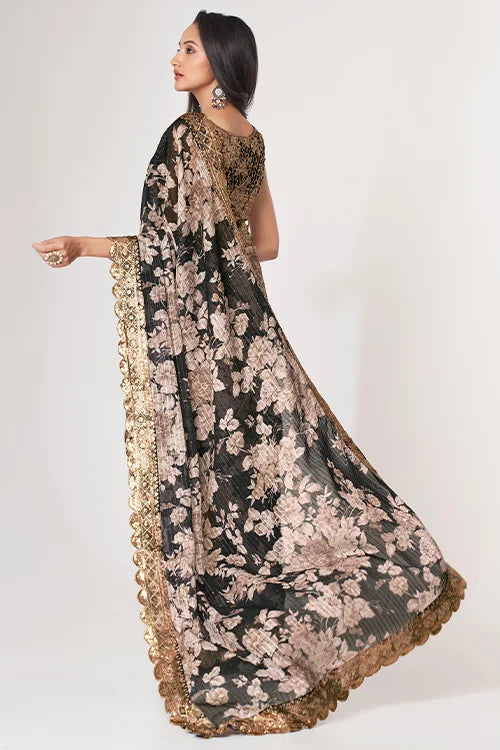 Party Wear Collection For Women Saree Black Colour