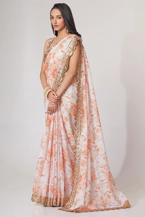 Party Wear Collection For Women White Saree