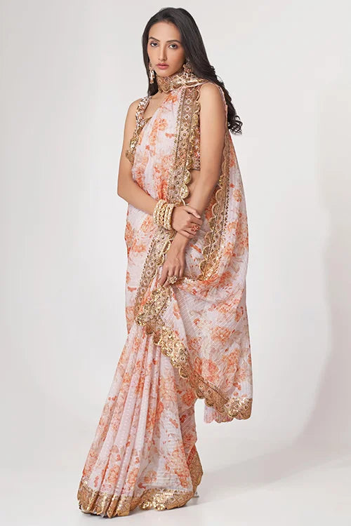 Party Wear Collection For Women White Saree