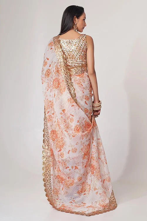 Party Wear Collection For Women White Saree