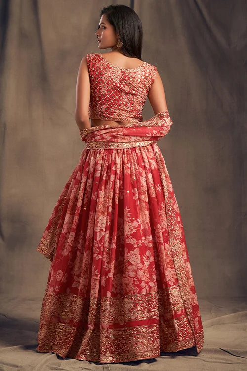 Party Wear Collection New Lehenga Choli With Dupatta Red Colour