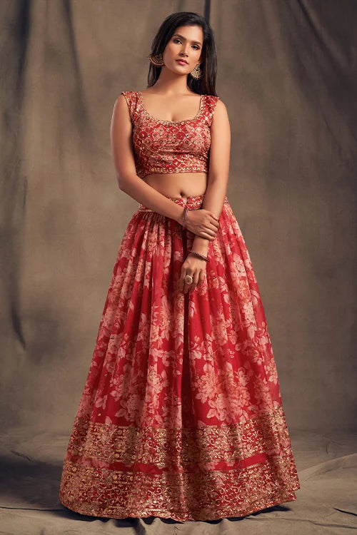 Party Wear Collection New Lehenga Choli With Dupatta Red Colour