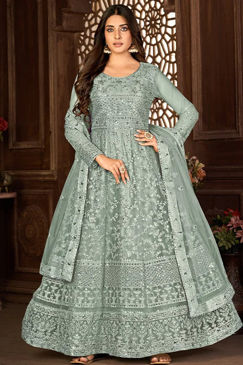 Party Wear Dori And Sequins Embroidered Work Dress