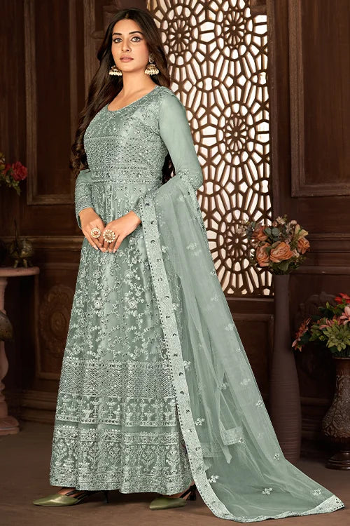 Party Wear Dori And Sequins Embroidered Work Dress
