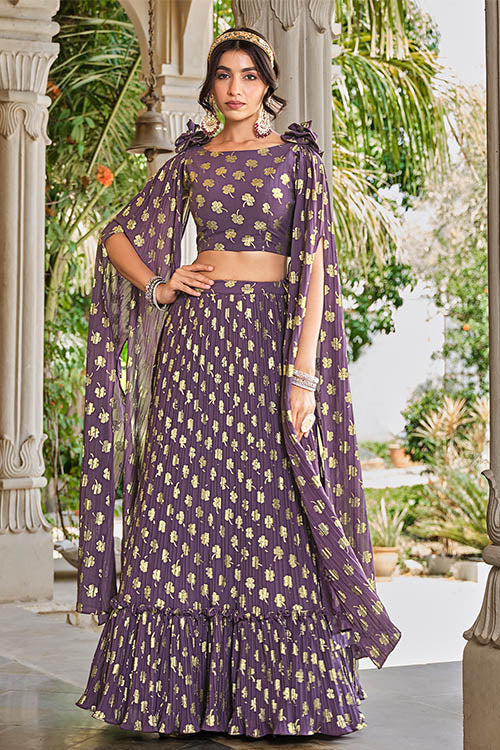 Light Purple Foil Lehenga Choli for Party Wear