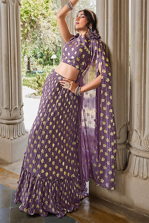 Light Purple Foil Lehenga Choli for Party Wear