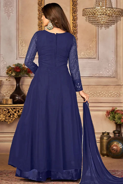 Party Wear Stylish Fox Georgette Sequins Embroidered Dress