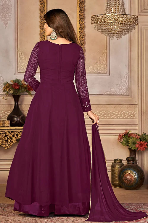 Party Wear Stylish Fox Georgette Sequins Embroidered Dress
