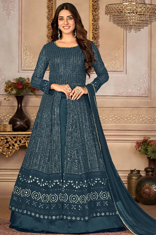 Party Wear Stylish Fox Georgette Sequins Embroidered Dress