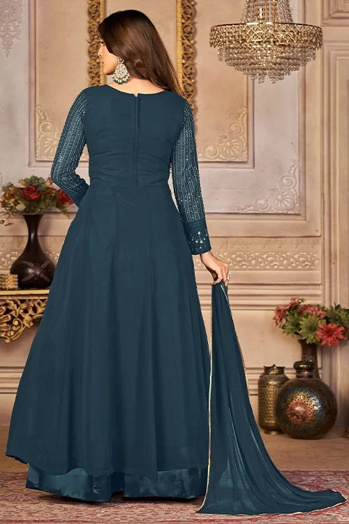 Party Wear Stylish Fox Georgette Sequins Embroidered Dress
