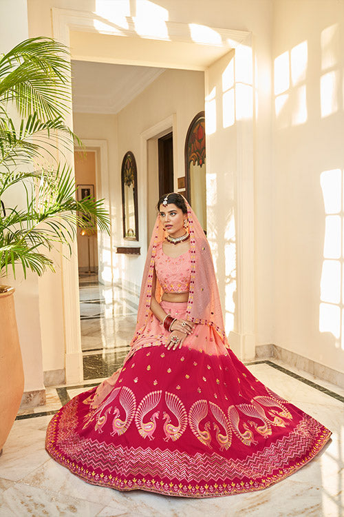 Peach Color Lehenga Choli WIth Sequins Embroidered Work